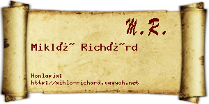 Mikló Richárd névjegykártya