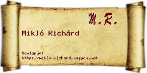 Mikló Richárd névjegykártya